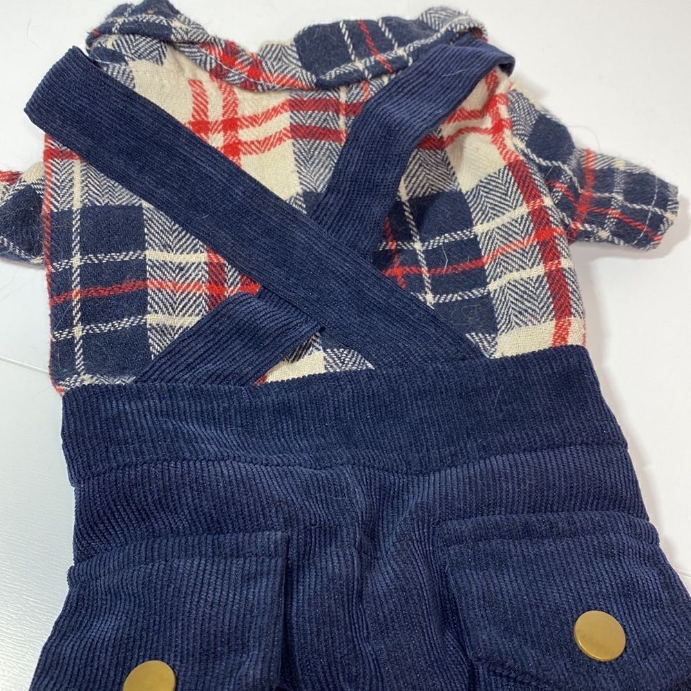 Flannel & Corduroy Dog Overalls Jumpsuit - Picture 6 of 8